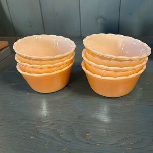 Anchor Hocking Fire King Peach & Cream Custard Bowls / Set of 6